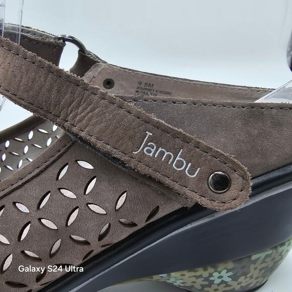 Jambu Wedge Platform Sandals Gray Leather Laser Cut Journey Encore Women's 9.5M - Picture 5 of 9